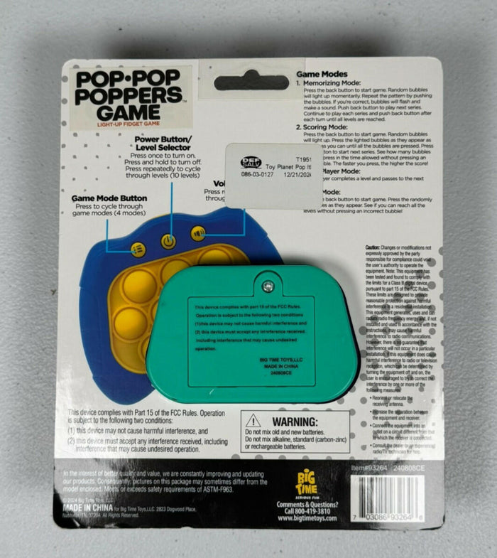 Toy Plane Pop It Light-Up Sensory Fidget Game Blue Green by Deal US