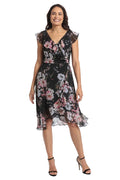 [Like New] London Times Women's Chiffon Ruffle Dress Black/Blush Size 14 by Deal US