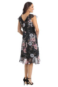 [Like New] London Times Women's Chiffon Ruffle Dress Black/Blush Size 14 by Deal US