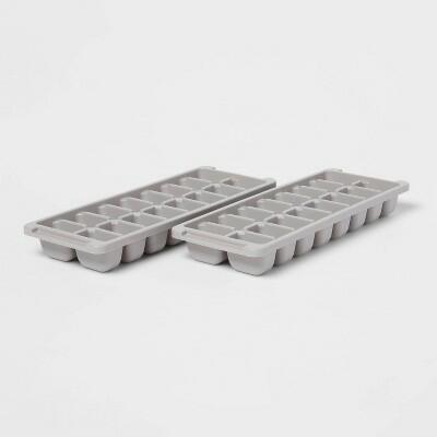 Room Essentials 2pk Plastic Ice Tray Gray 16 Cavities Dishwasher Safe by Deal US
