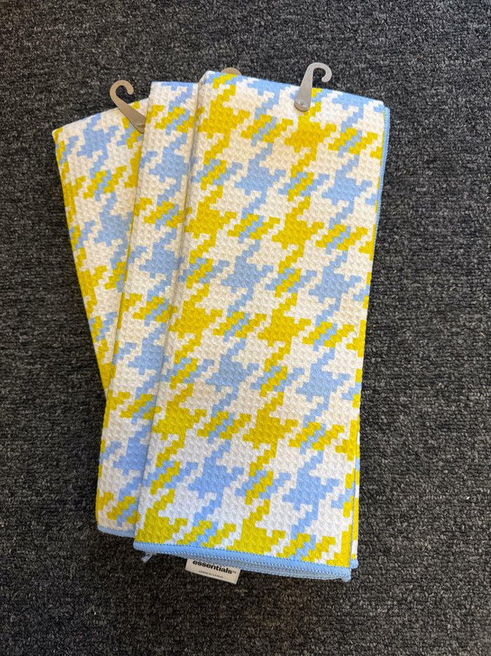 Target Set of 3 Waffle Houndstooth Hand Towels Blue Yellow 16x26 by Deal US