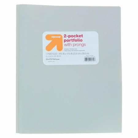 up & up 2 Pocket Plastic Folder with Prongs Gray 3 Pack by Deal US