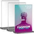 Tomorotec 3-Pack Acrylic Sign Holder 7x5in Horizontal Black Base by Deal US