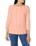 Riders by Lee Indigo Women's 3/4 Pieced Pintuck Popover Peach Bud Size L by Deal US