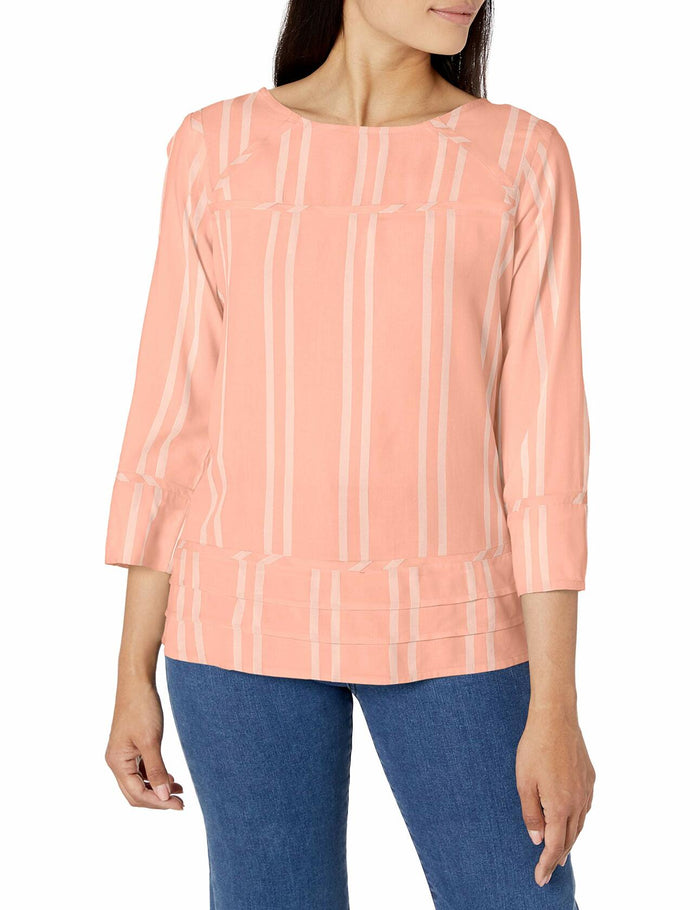 Riders by Lee Indigo Women's 3/4 Pieced Pintuck Popover Peach Bud Size L by Deal US