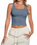 siliteelon Womens Ribbed Knit Sleeveless Tank Top Square Neck White Size M by Deal US