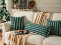 Boho Lumbar Throw Pillow Cover 14x36 Dark Green Striped Pack of 1 by Deal US