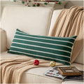 Boho Lumbar Throw Pillow Cover 14x36 Dark Green Striped Pack of 1 by Deal US