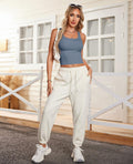 siliteelon Womens Ribbed Knit Sleeveless Tank Top Square Neck White Size M by Deal US