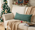 Boho Lumbar Throw Pillow Cover 14x36 Dark Green Striped Pack of 1 by Deal US