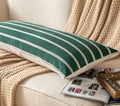 Boho Lumbar Throw Pillow Cover 14x36 Dark Green Striped Pack of 1 by Deal US