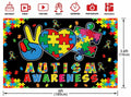 LIANNE Autism Awareness Backdrop Puzzle Piece Banner 6x3.6FT by Deal US