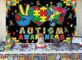 LIANNE Autism Awareness Backdrop Puzzle Piece Banner 6x3.6FT by Deal US