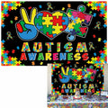 LIANNE Autism Awareness Backdrop Puzzle Piece Banner 6x3.6FT by Deal US