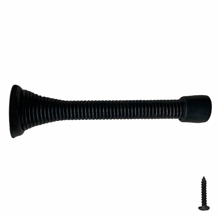Design House Spring Door Stop Wall Protector Rubber Tip Matte Black 10-Pack by Deal US