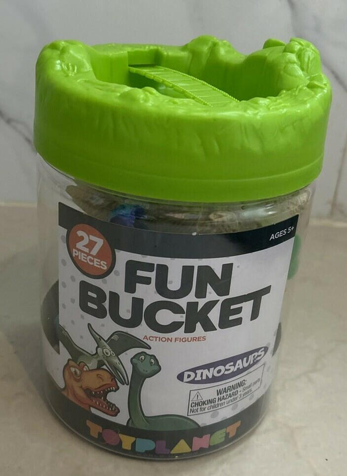 Fun bucket 27 pieces Dinosaurs action figures toy planet .pre Owned by Deal US