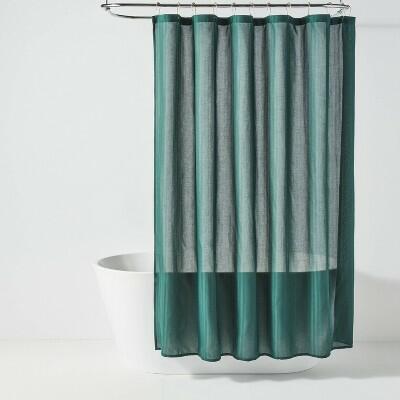 Room Essentials Herringbone Fabric Shower Curtain 72x72 Dark Green by Deal US