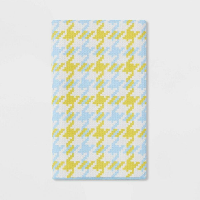 [Like New] Room Essentials Waffle Houndstooth Hand Towel Green/Blue Pack of 12 by Deal US