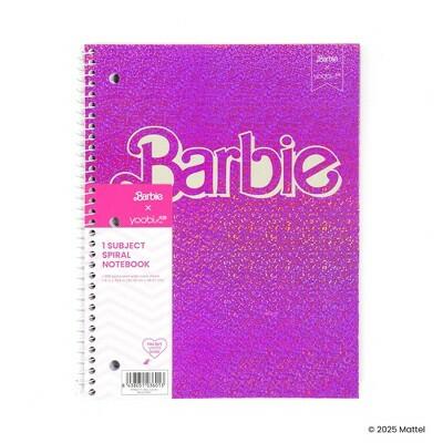 Yoobi Barbie 1 Subject Wide Ruled Notebook 8x10.5 Hot Pink Logo by Deal US