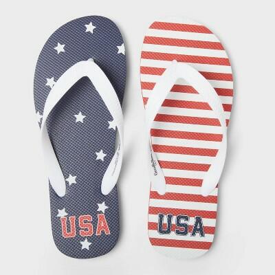 Goodfellow & Co Men's Brent Americana Flip Flop Sandals Red/White Size L 11/12 by Deal US