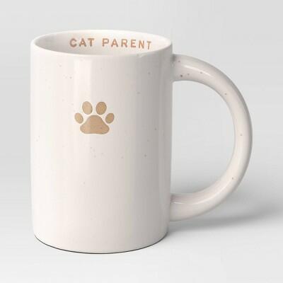 Room Essentials Stoneware Embossed Paw Cat Parent Mug Ivory 14oz by Deal US