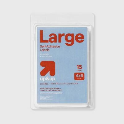 Up&up Large Peel and Stick Labels 4x6 White 15ct Removable Adhesive Pads by Deal US