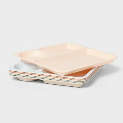 Pillowfort Kids 6pc 9.5" Plastic Square Divided Plate Microwave Dishwasher Safe by Deal US