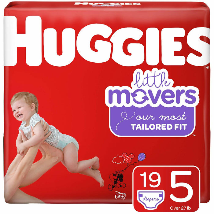 Huggies Little Movers Diapers Step 5 27+ lb 19 Ct Jumbo Pack Size 5 by Deal US
