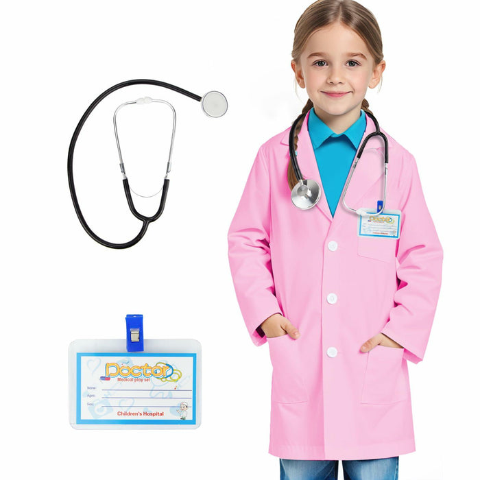 COTATERO Kids Doctor Lab Coat Scientist Costume Pink Accessories Size L by Deal US