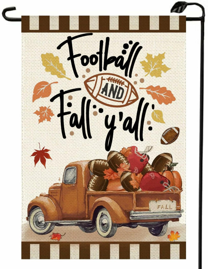 Fall Football Garden Flag Double Sided 12x18 Inch Outdoor Autumn Seasonal by Deal US