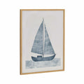 [Like New] Kate and Laurel Nautical Blue Sailboat Wall Art 16x20 Gold Wood by Deal US