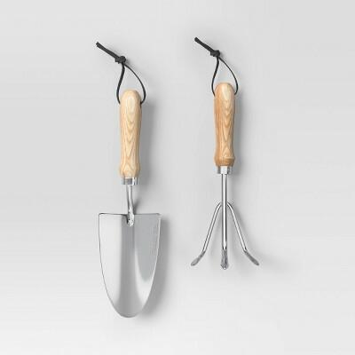 Threshold 2pc Dig Gardening Tool Set Stainless Steel Finish by Deal US