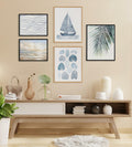 [Like New] Kate and Laurel Nautical Blue Sailboat Wall Art 16x20 Gold Wood by Deal US