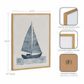 [Like New] Kate and Laurel Nautical Blue Sailboat Wall Art 16x20 Gold Wood by Deal US