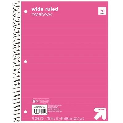up&up Wide Ruled 1 Subject Spiral Notebook Pink 70 Pages 3 Hole Punched by Deal US