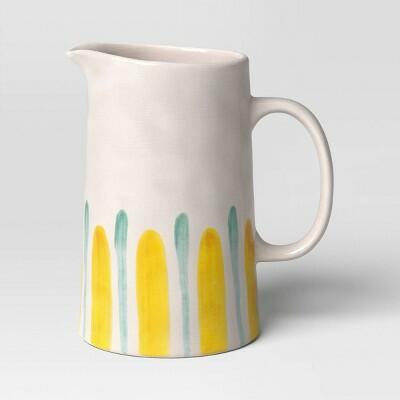 Threshold Coastal Large Stoneware Pitcher White Yellow Green 1 Pc by Deal US