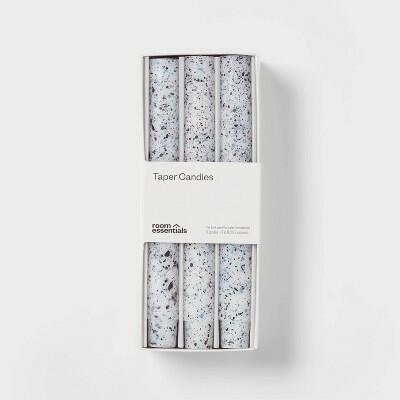 Room Essentials 6pk 8in Blue Speckle Taper Candle Set by Deal US