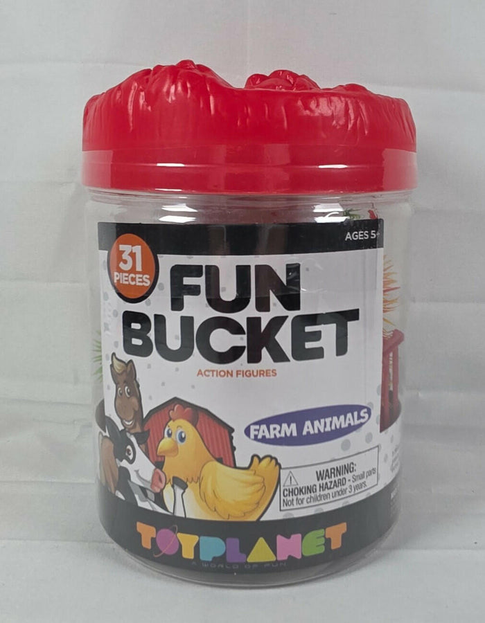 Fun Bucket Farm Animals Toy Planet 31 Pieces Multicolor China Made by Deal US