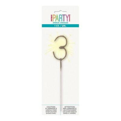 Unique Industries Number 3 Sparkler Flame Cake Candle 7" Gold Wax by Deal US