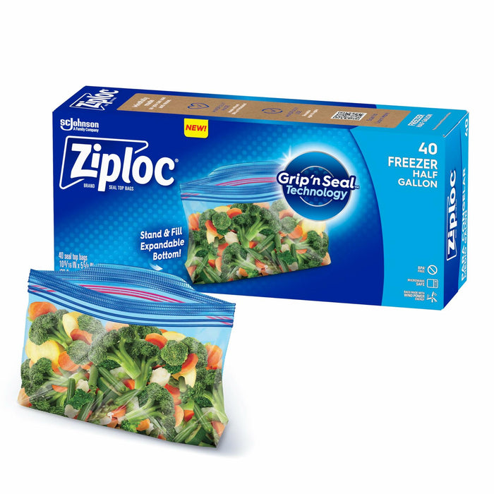 Ziploc Half Gallon Freezer Bags Grip 'n Seal Technology 40 Count by Deal US