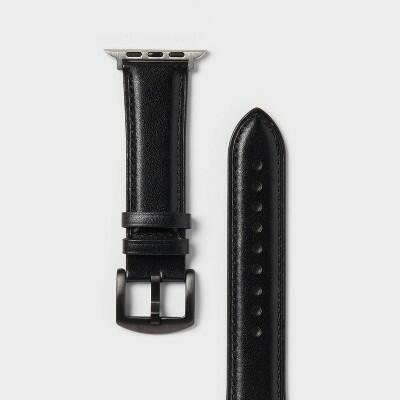 heyday Apple Watch Faux Leather Band Black 42/44/45mm by Deal US