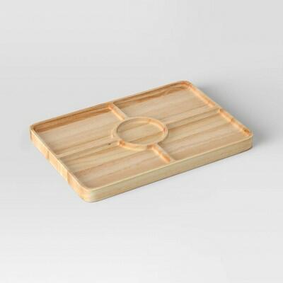 Threshold Rubberwood Sectioned Serving Board Charcuterie Platter Brown 15in by Deal US