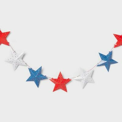 Sun Squad 3D Paper Star Garland Red White Blue Patriotic Party Decor by Deal US