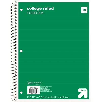 up&up Spiral Notebook 1 Subject College Ruled 70 Pages 7.5x10.5 Green by Deal US