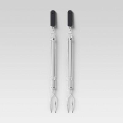 Room Essentials Stainless Steel Extension Forks 2pk Black Polypropylene Handle by Deal US