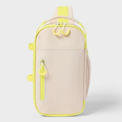 Sun Squad Soft Sided Cooler 6 Cans 4.5qt Beige Yellow Recycled Polyester by Deal US