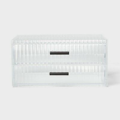 [Like New] Threshold Clear Ribbed Acrylic Stacking Drawers Organizer by Deal US