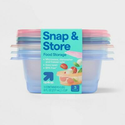 Up&up Rectangle Food Storage Container 8oz 3pk Multicolor Plastic by Deal US