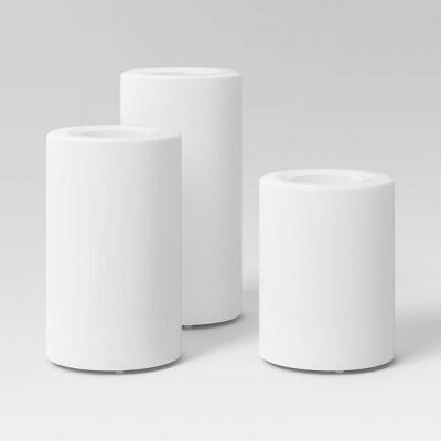Threshold 3pc AA LED Plastic Flameless Pillar Candles White Timer Remote by Deal US