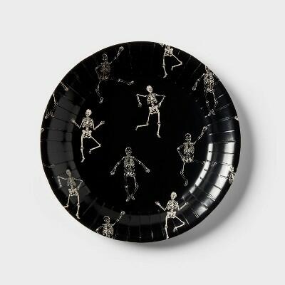 Spritz Halloween Dancing Skeleton Dinner Plate 20ct Black White Paper by Deal US